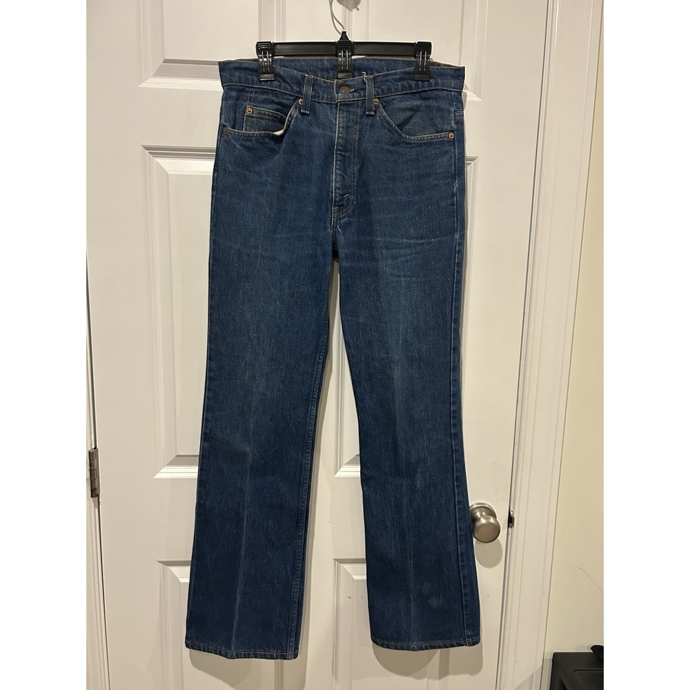 VTG 80s Levis 517 0217 Orange Tab Boot Cut Jeans 32x32 Dark Blue Denim Made USA